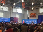Democratic nominee for president Hillary Clinton addresses a crowd at West Philadelphia High School.