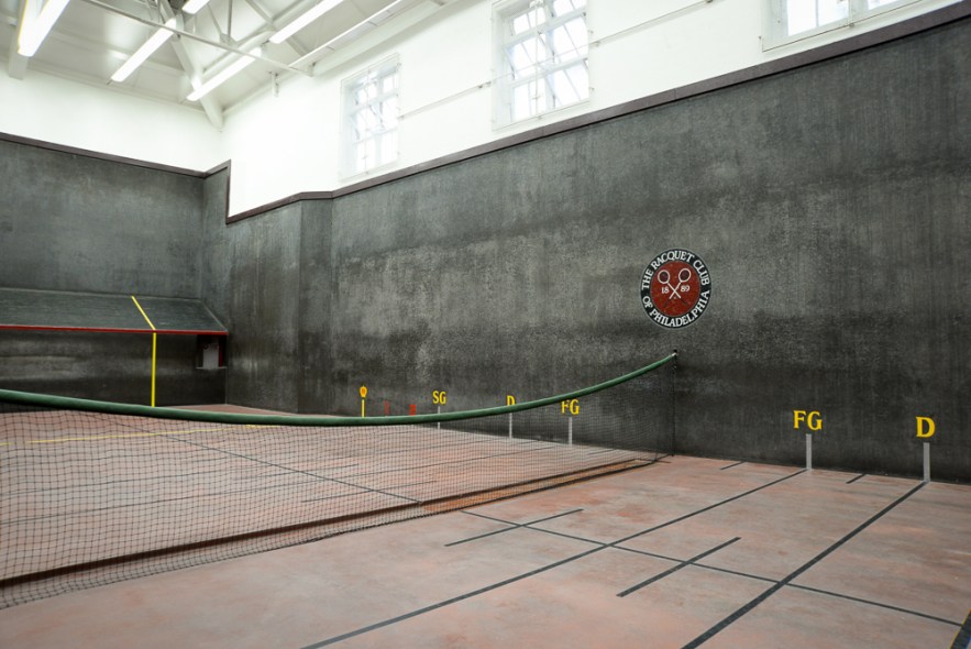Inside the Racquet Club of Philadelphia Squash courts, a
