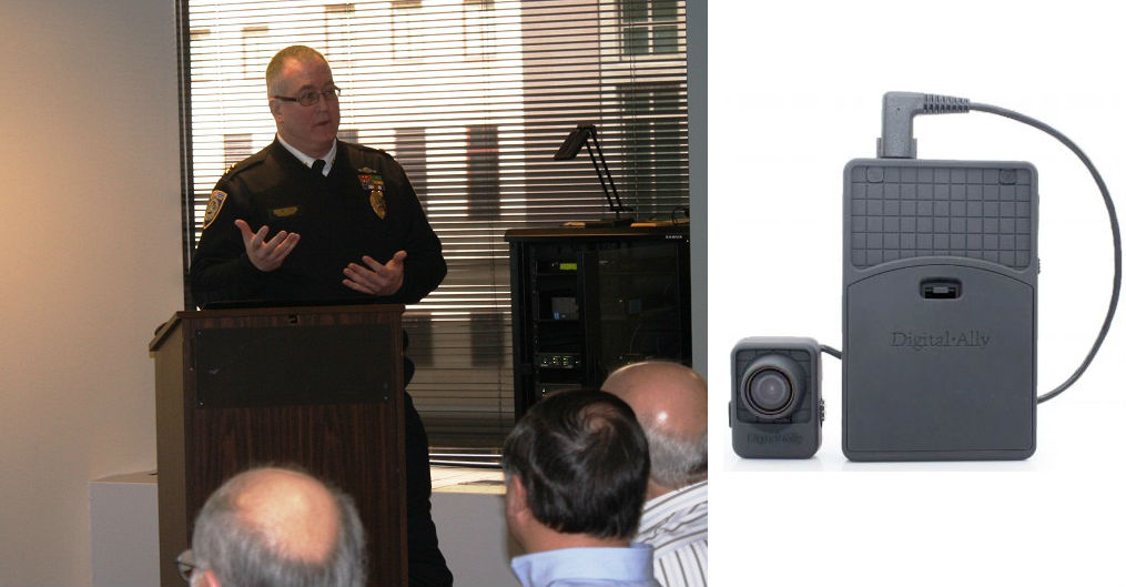 SEPTA Police Chief Thomas J. Nestel, left, and one of the body cameras in the program, right.