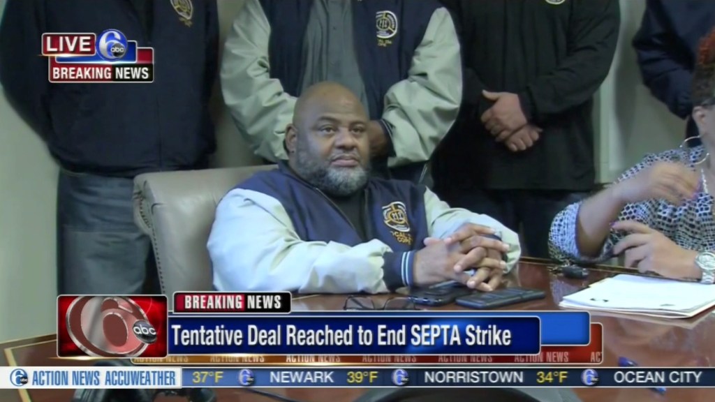 SEPTA union president Willie Brown appears at a press conference early Monday morning