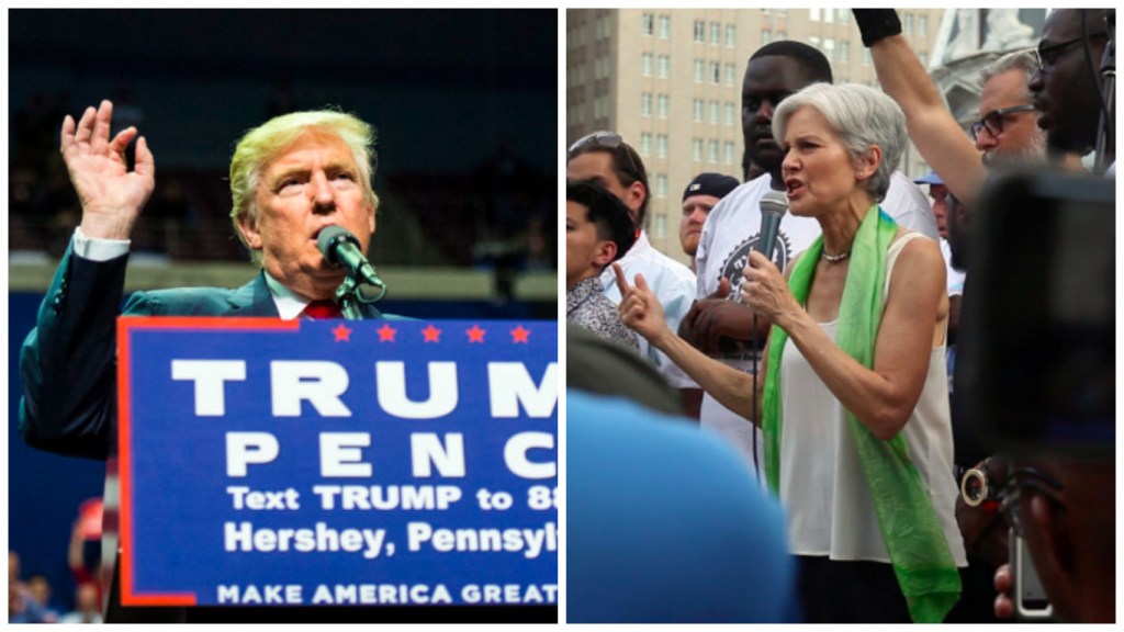 Left: President-elect Donald Trump. Right: Green Party candidate Jill Stein.