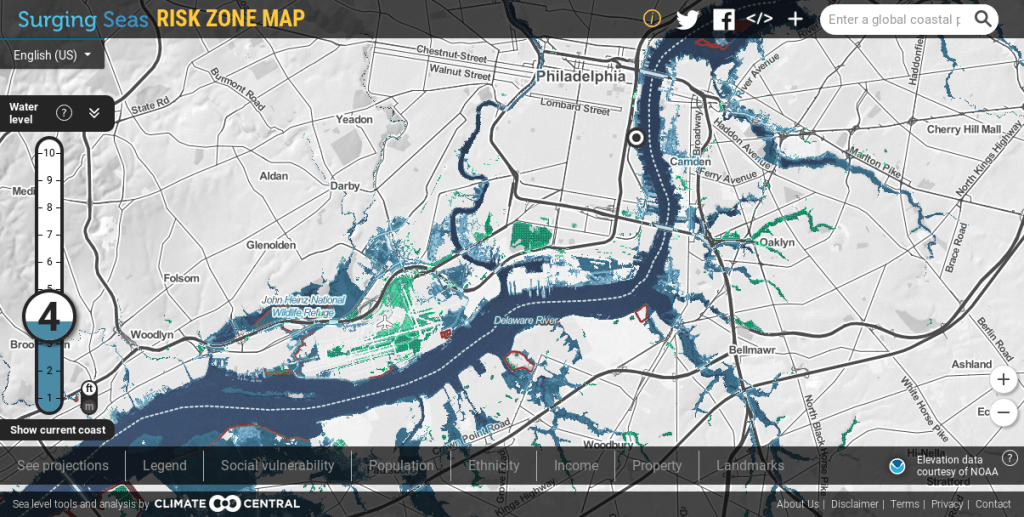 Philadelphia Sea Level Rise Map How Climate Change Could Impact Philly - On Top Of Philly News