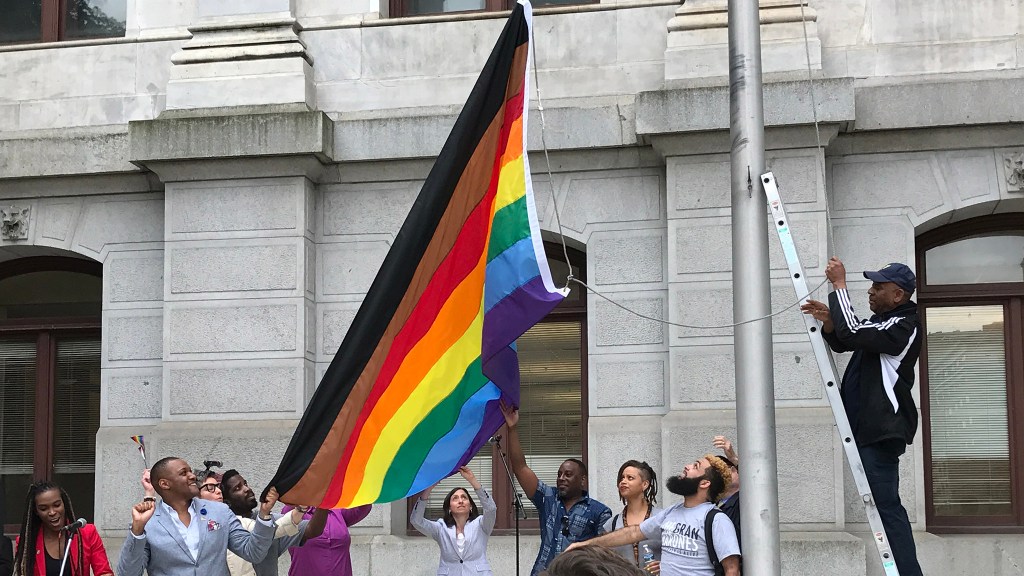 In 2017, the city unveiled a new Pride flag