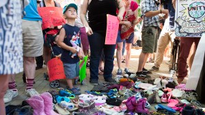4-year-old Ethan Schiller, at a June 2018 protest in Rittenhouse Square