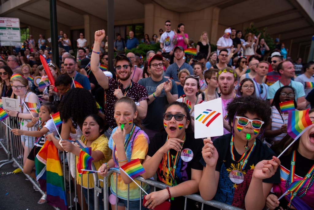 The Locust Street crowd at Pride 2019