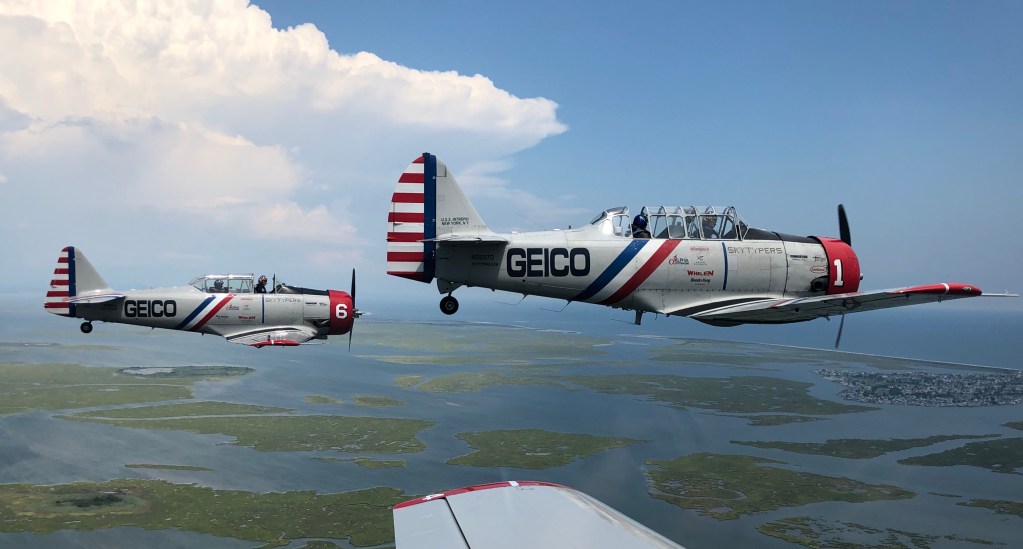 The Geico Skytypers are a one-of-a-kind fleet of vintage planes that do precision formation stunts