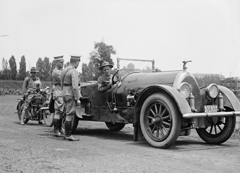 Smedley Butler (in the car) at Gettysburg during a Pickett's Charge reenactment by Marines in 1922