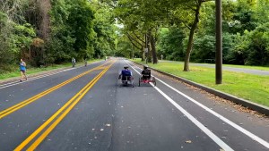 People on recumbent bikes using MLK Drive when it was closed to car traffic in July 2020