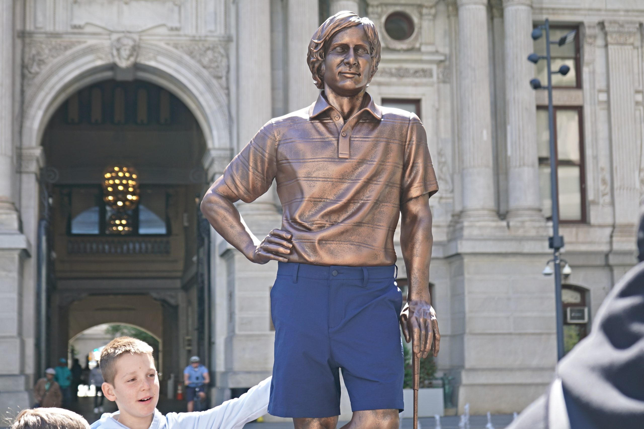 Why Dilworth Park has a statue of a golfer wearing a real pair of shorts this week